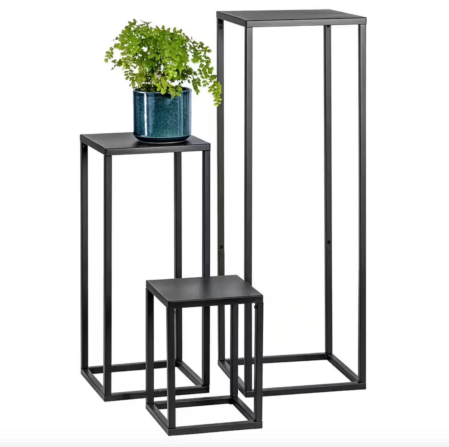 Blumenhocker 3er-Set aus Metall in schwarz